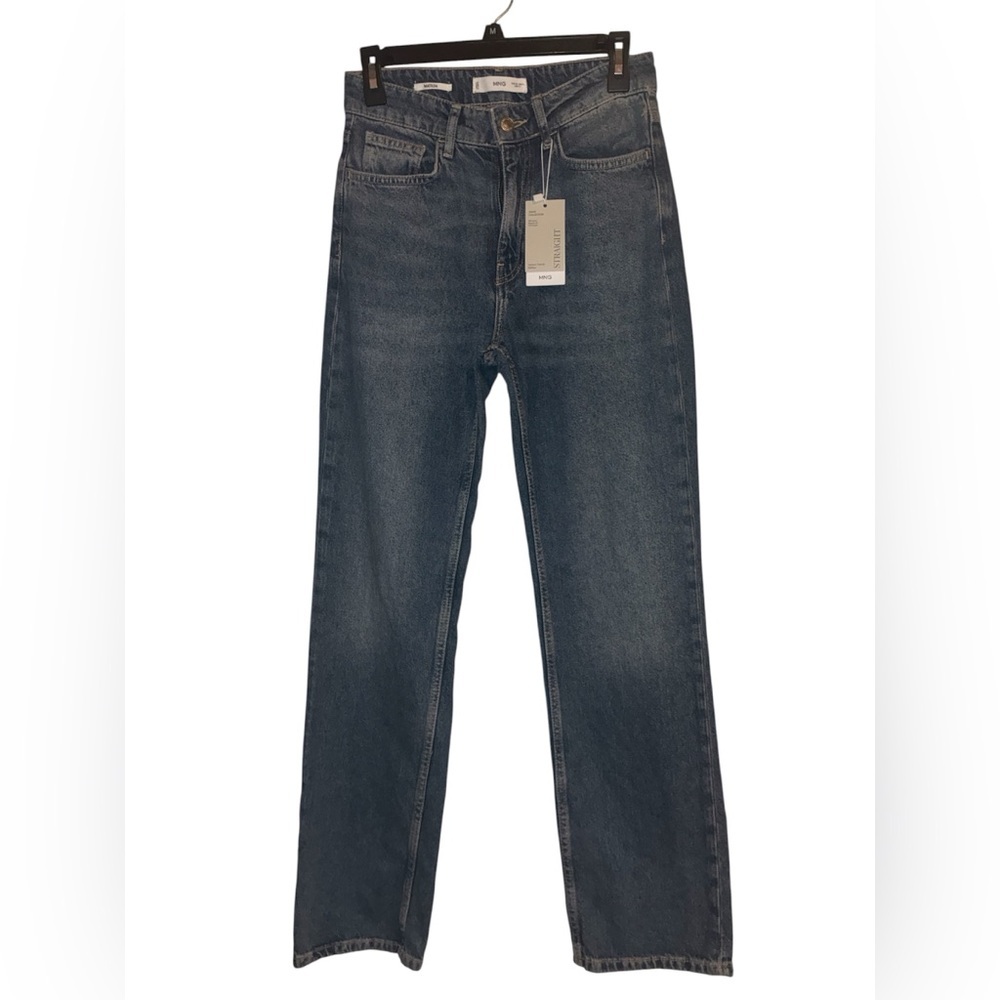Mango Women's Straight Leg Jeans in Dark Blue Wash nwt size 4